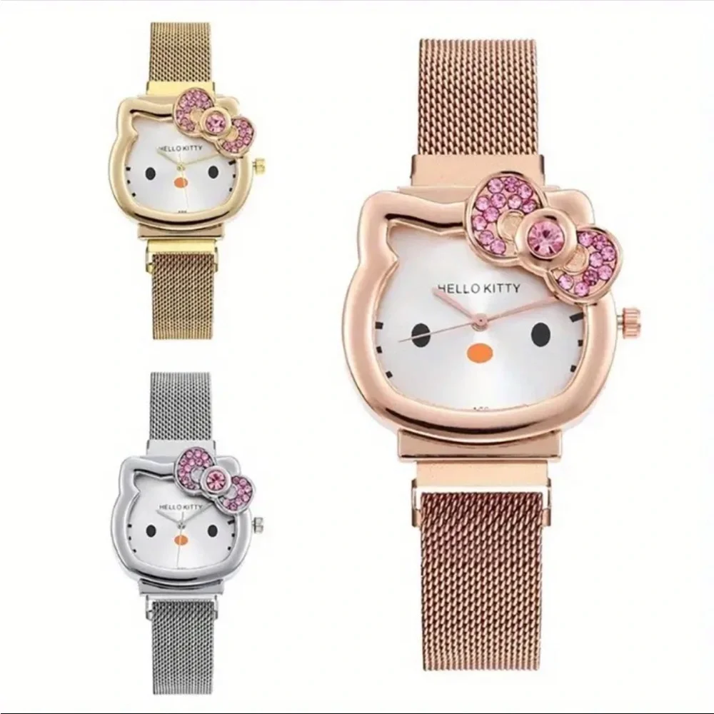 Rose Gold Rhinestone Hello Kitty Watch - Picture 3 of 8